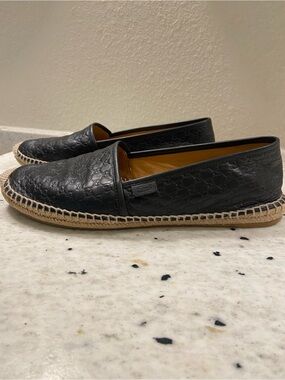 Gucci black microguccissima leather espadrilles size 41